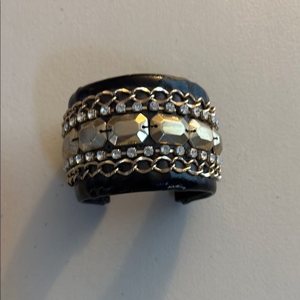 Gold and Black Chain cuff Bracelet